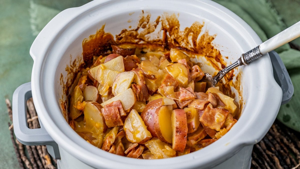 scalloped potatoes and ham in the slow cooker