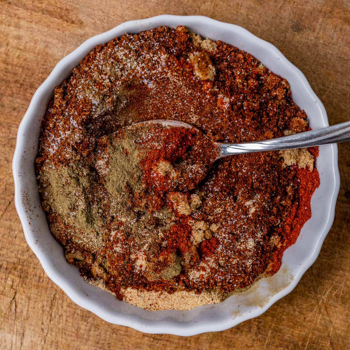 bbq chicken rub in a bowl with a spoon