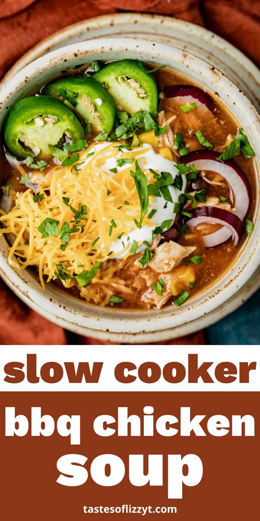 Slow Cooker BBQ Chicken Soup | Tastes of Lizzy T