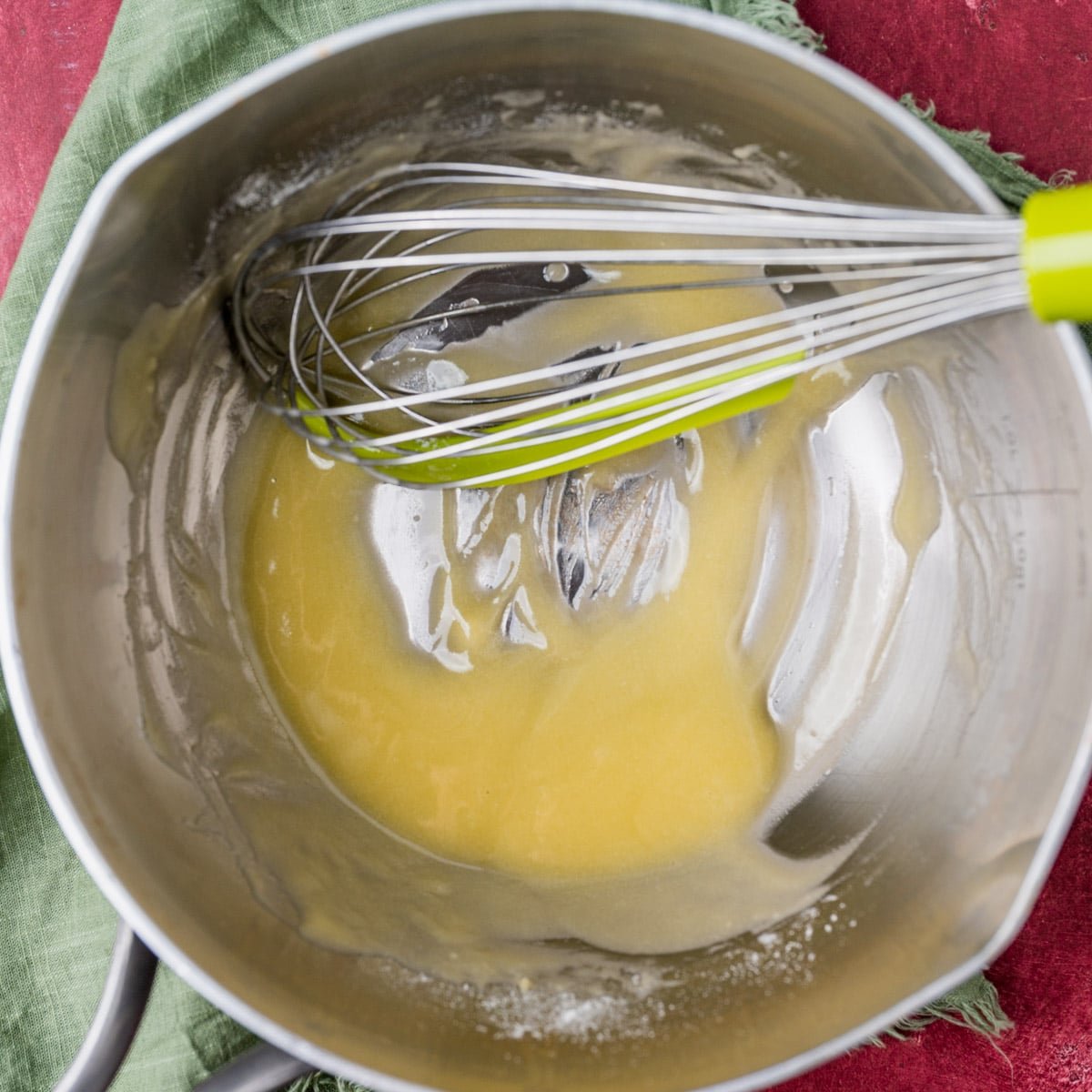 butter and flour in a saucepan with a whisk