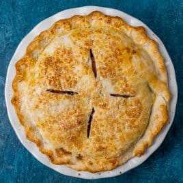 overhead view of a baked pie