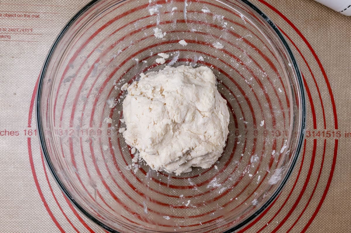 pie dough in a glass bowl