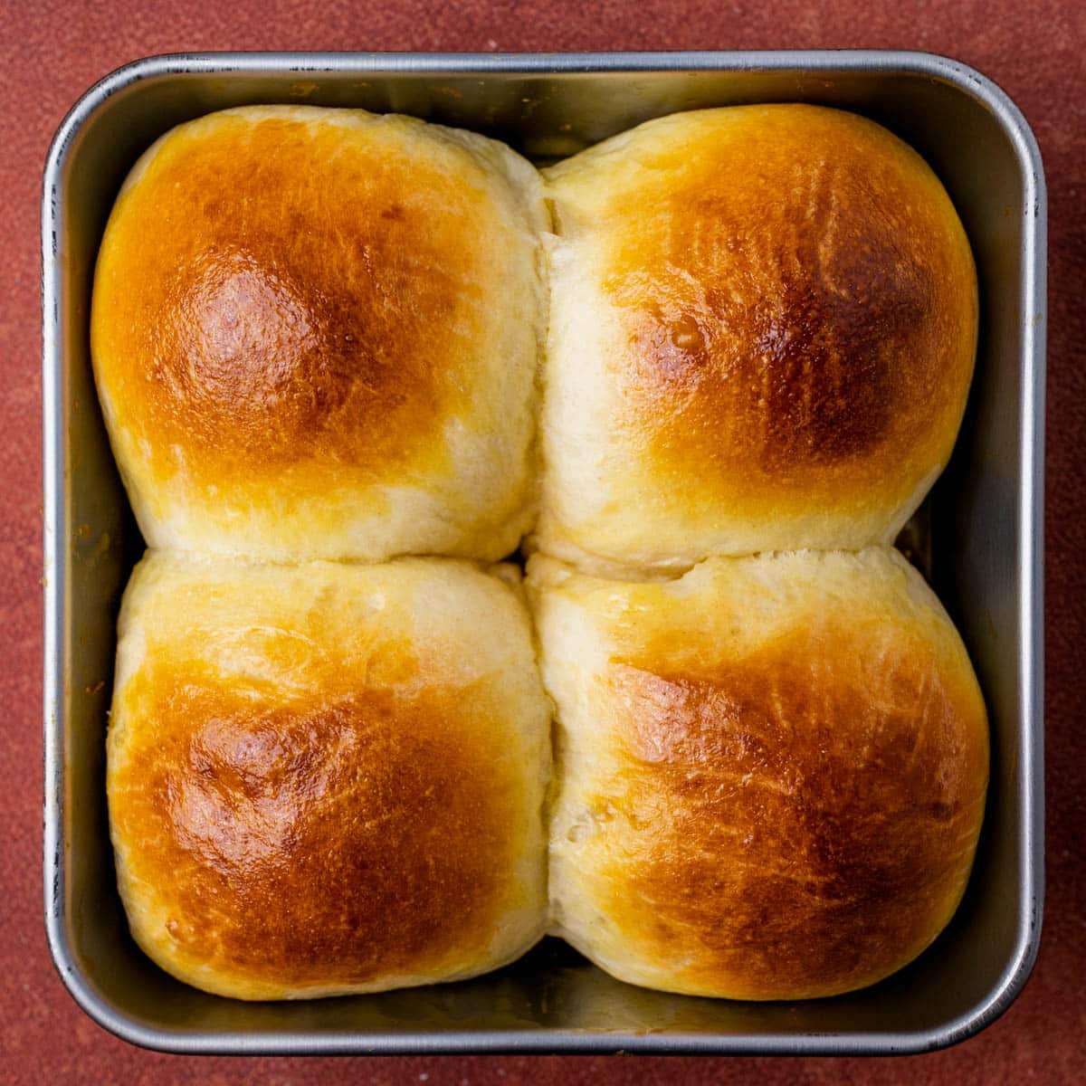 egg yolk and cream brushed dinner rolls