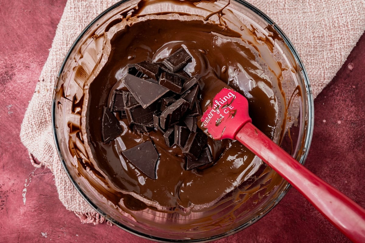 melting chocolate in a glass bowl