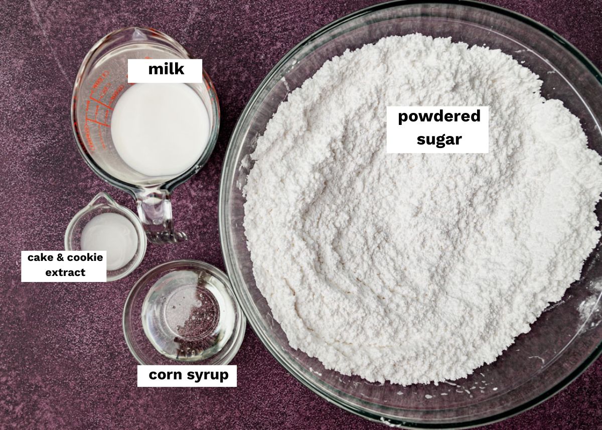 ingredients for sugar cookie icing on a table
