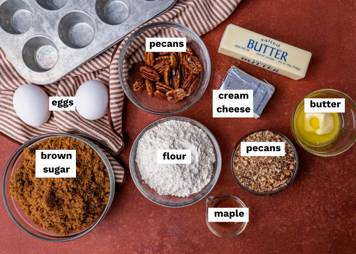 ingredients for pecan tassies on a table