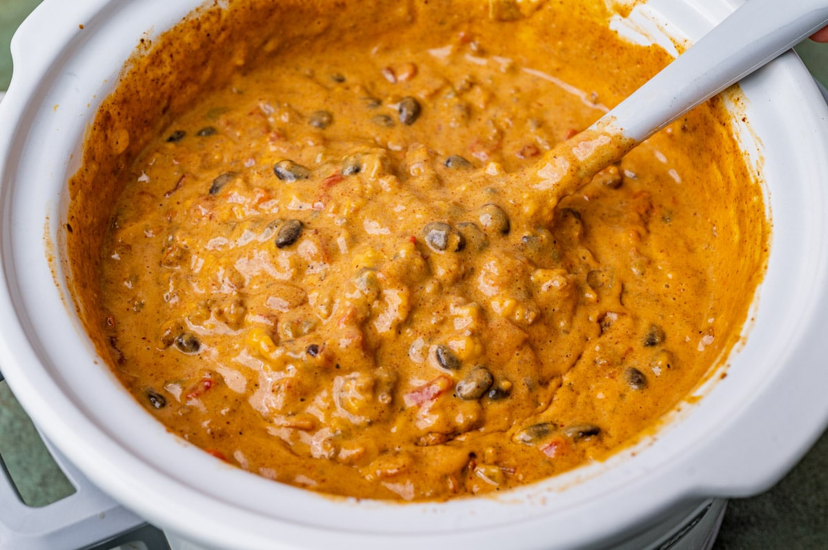 cheese dip in a slow cooker