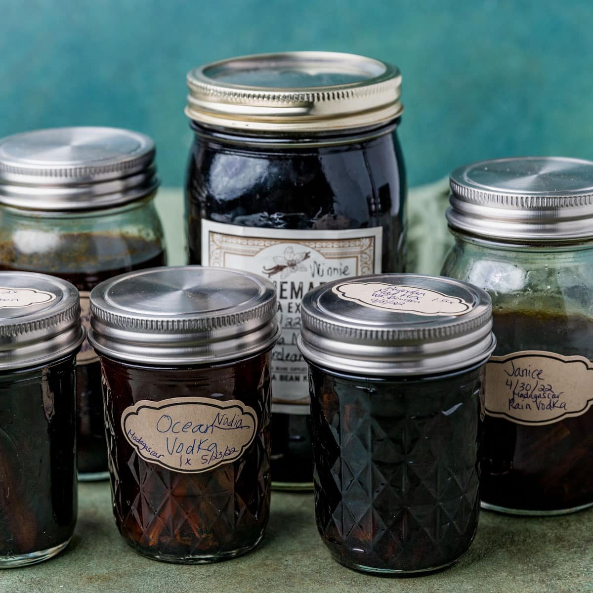 mason jars full of vanilla extract