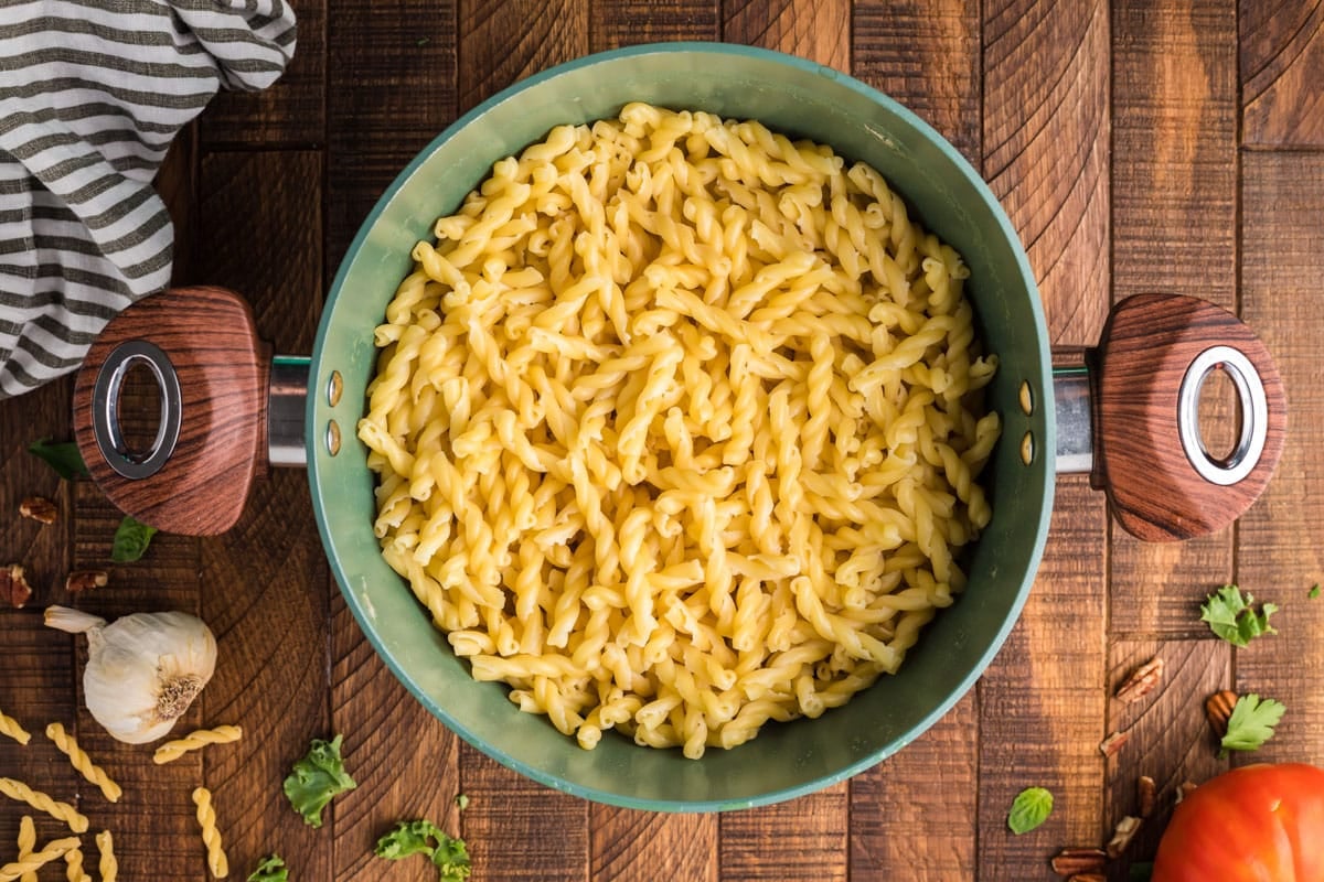 gemelli pasta in a pot