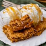 butterscotch bars with ice cream on a plate