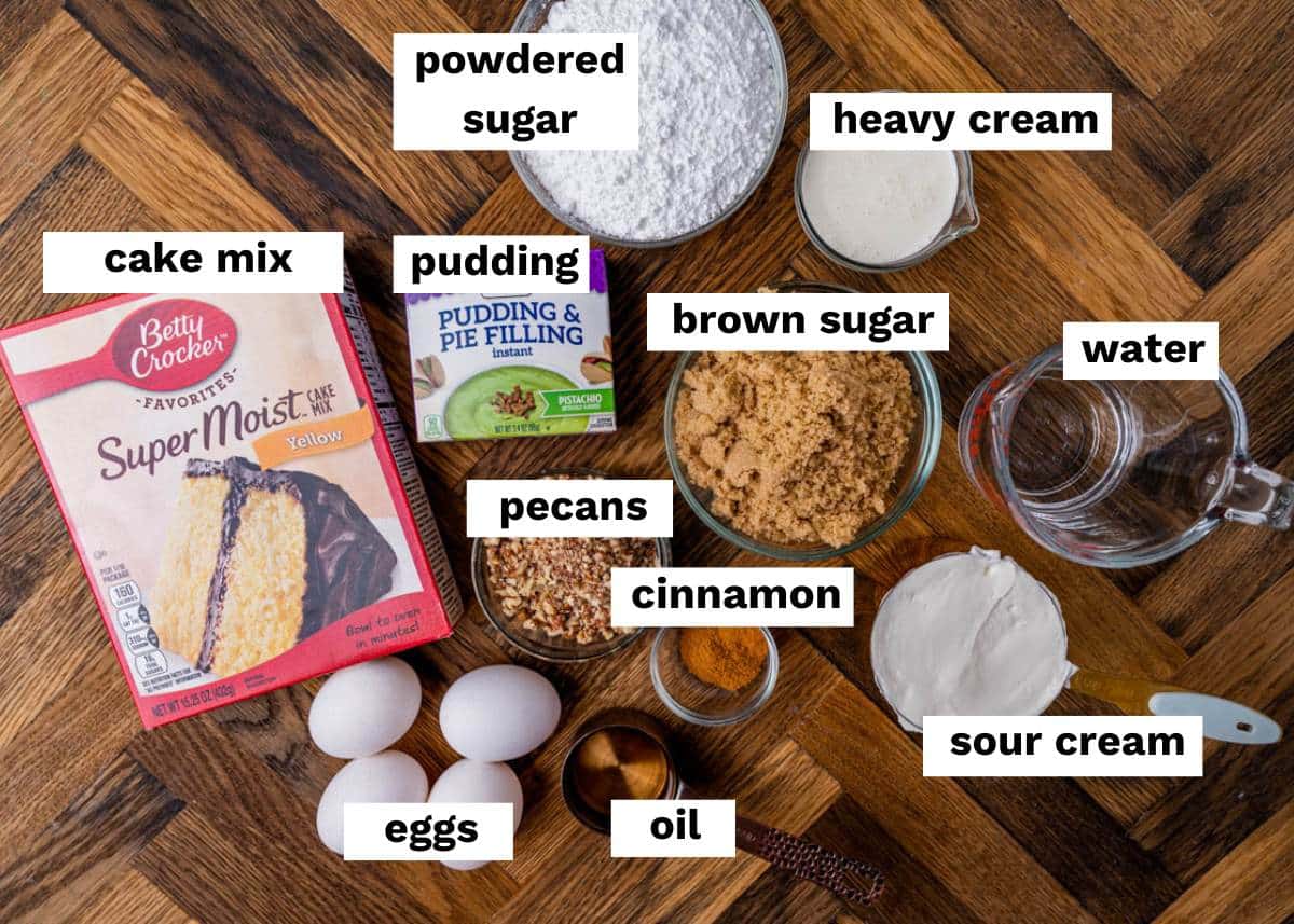 ingredients for pistachio bread on a table