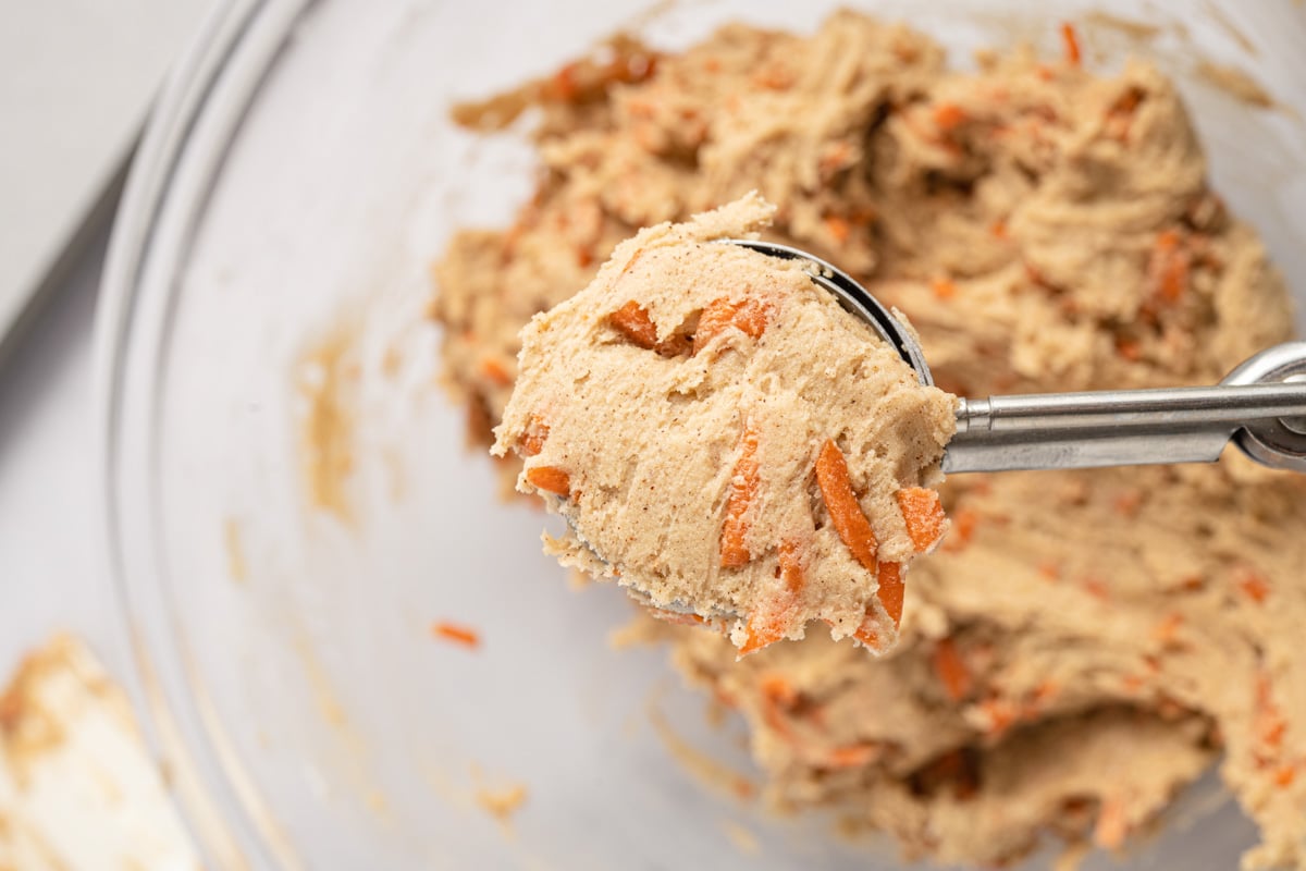 a scoop of carrot cake cookie dough