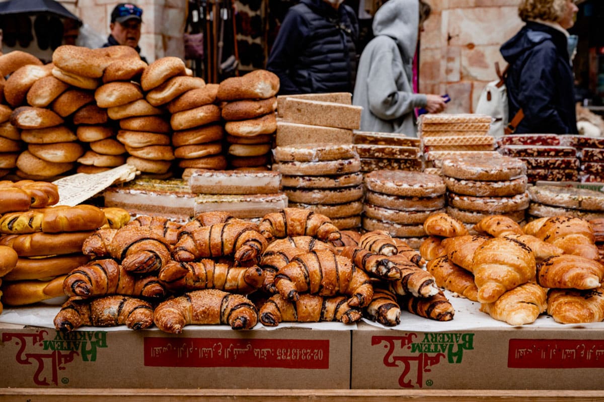 a table of breads