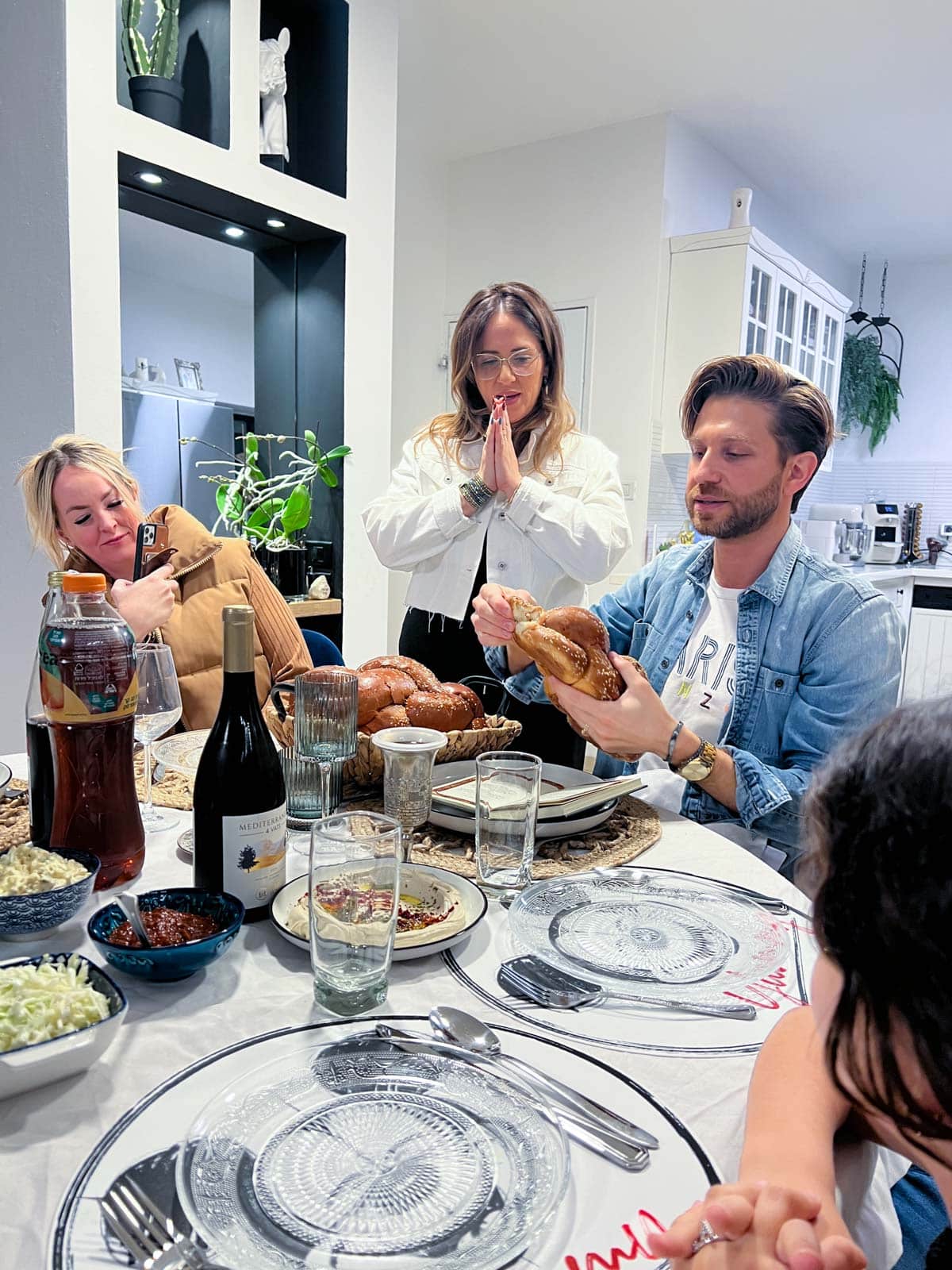 a family around a dinner table