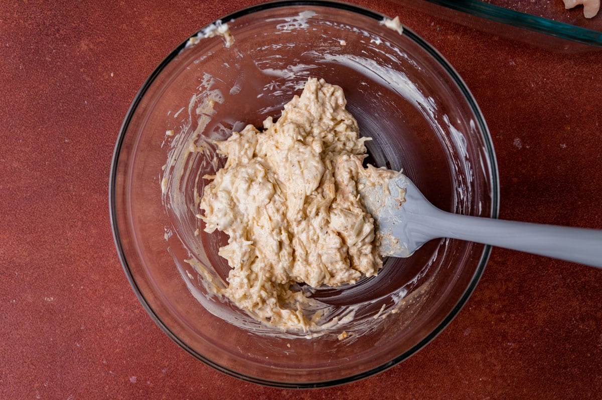 parmesan mayo mixture in a mixing bowl