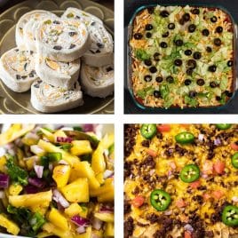 a collage of mexican appetizers