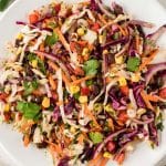 closeup of mexican cabbage salad in a bowl