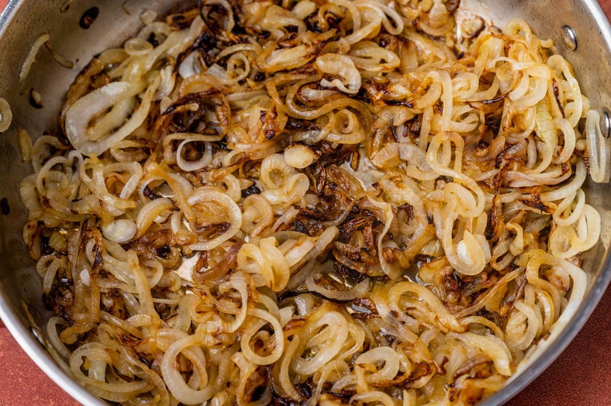 caramelized onions in a skillet