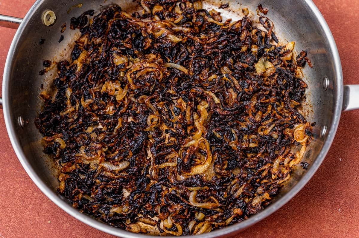 crispy fried onions in a skillet