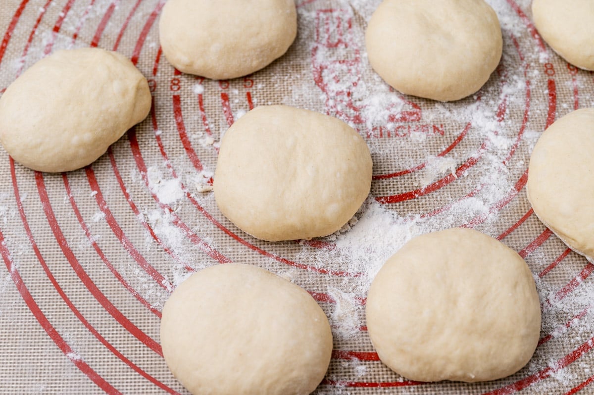 dough balls on a pastry mat