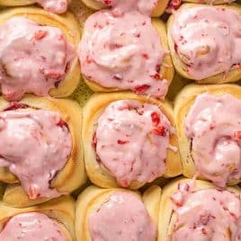 overhead view of strawberry rolls