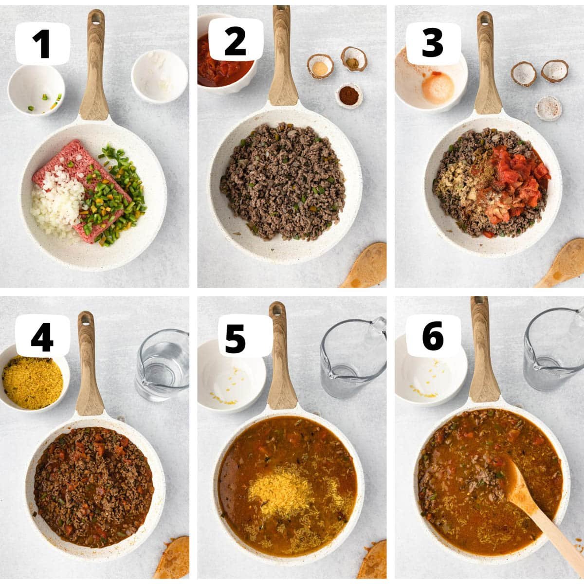 process collage for how to make spanish rice