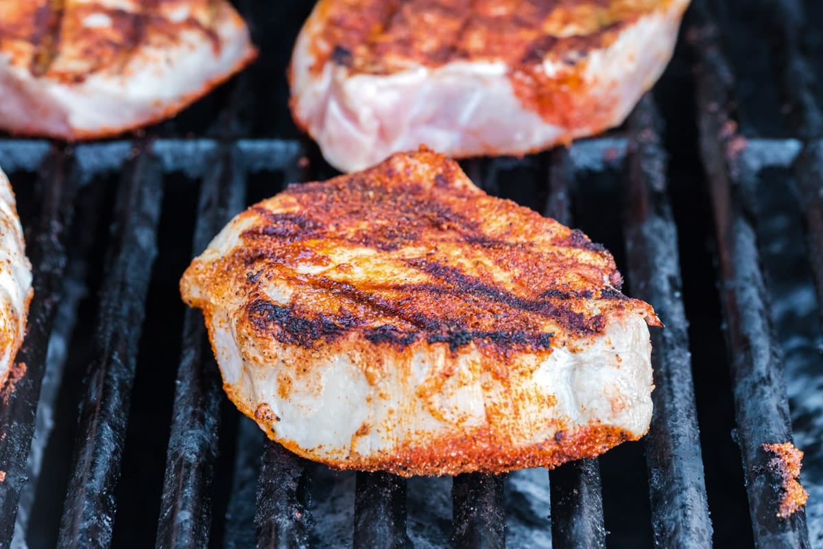 a pork chop on a grill