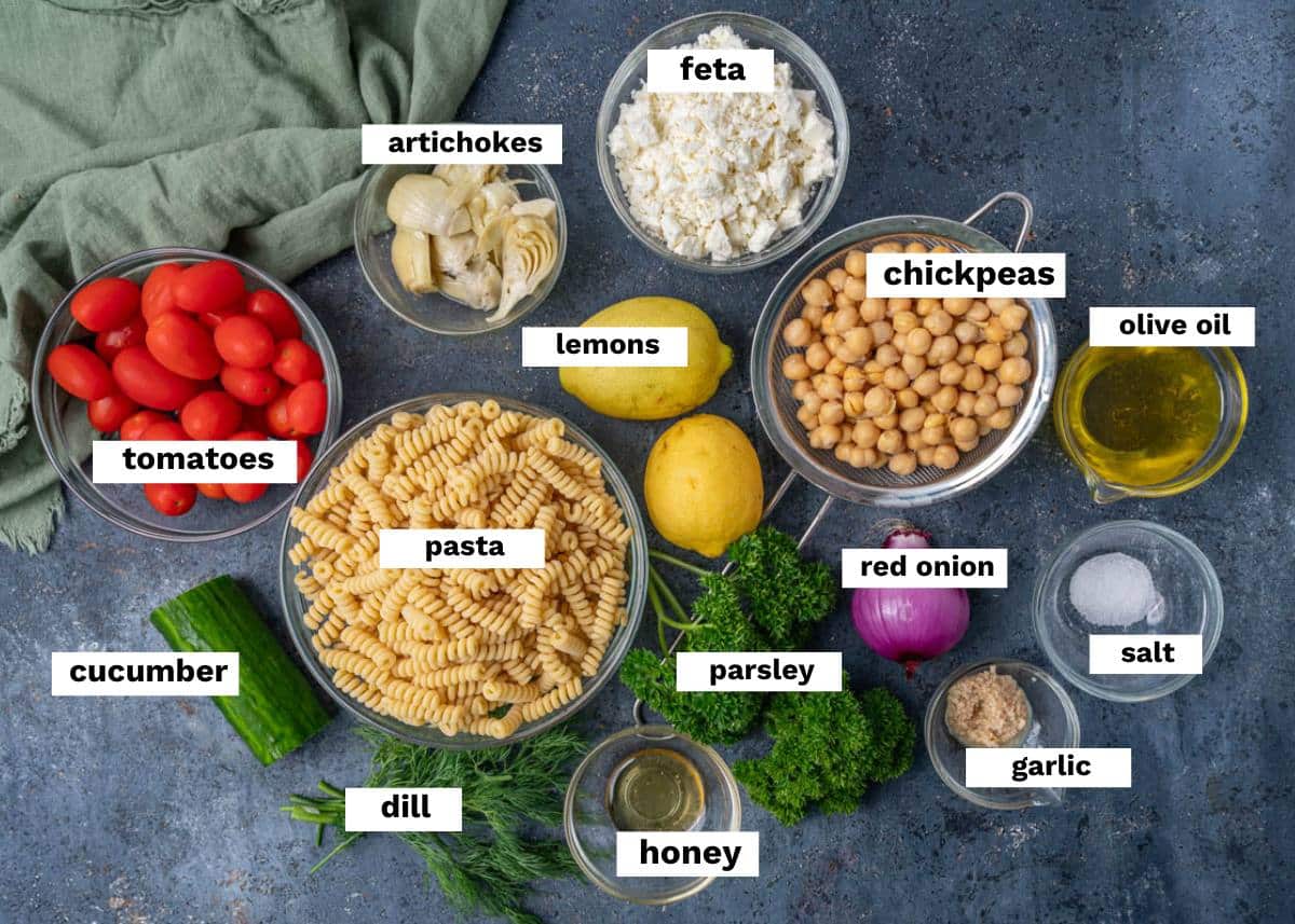 labeled ingredients on a table