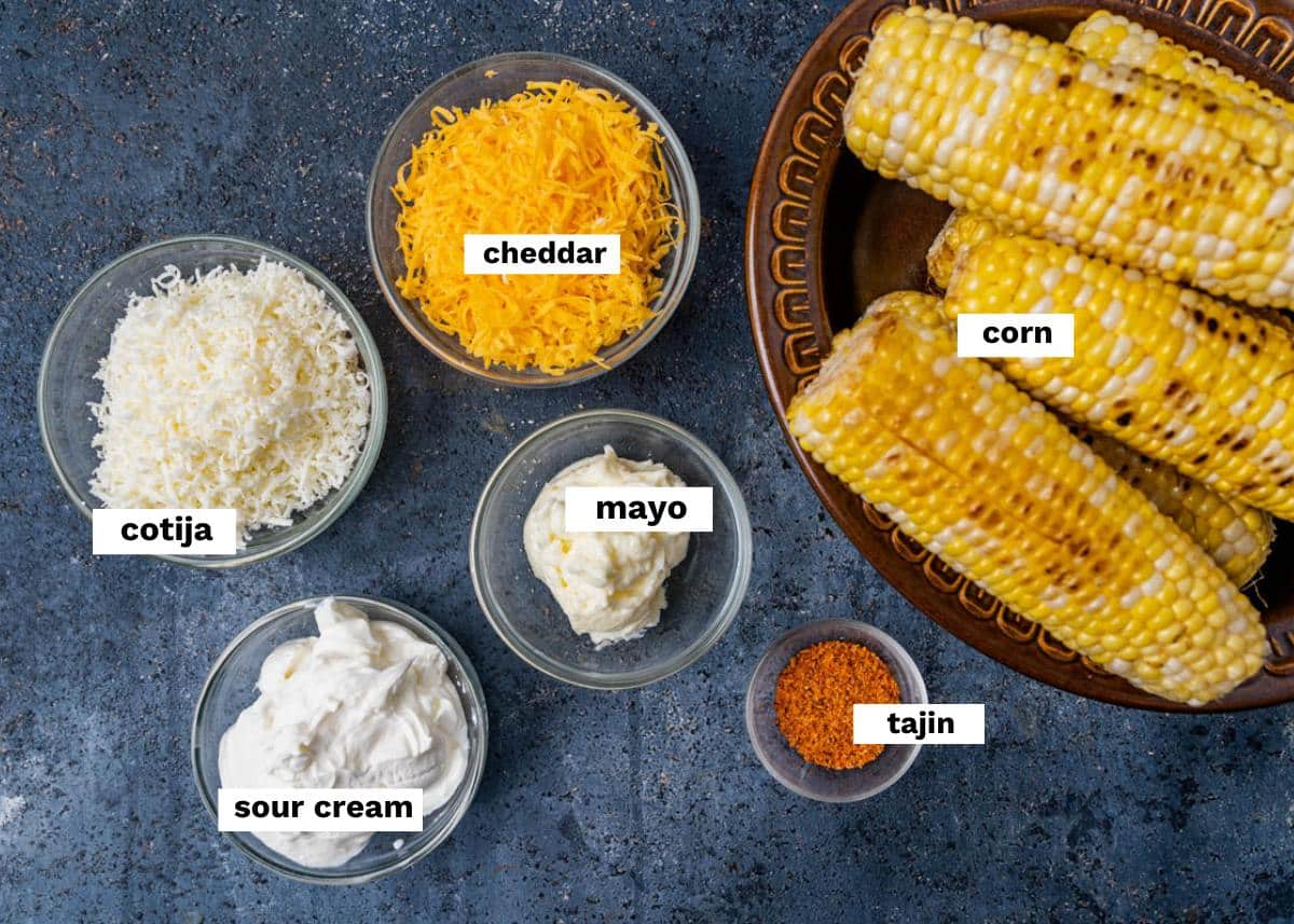 ingredients for mexican street corn on a table
