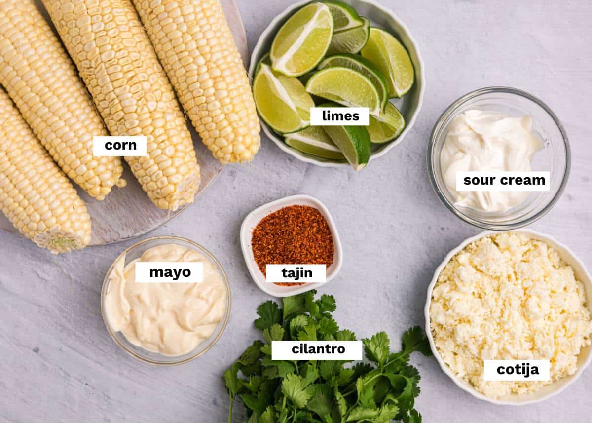 ingredients for mexican street corn on a table