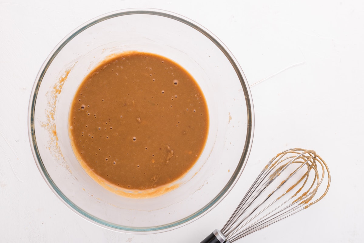 peanut sauce in a glass bowl