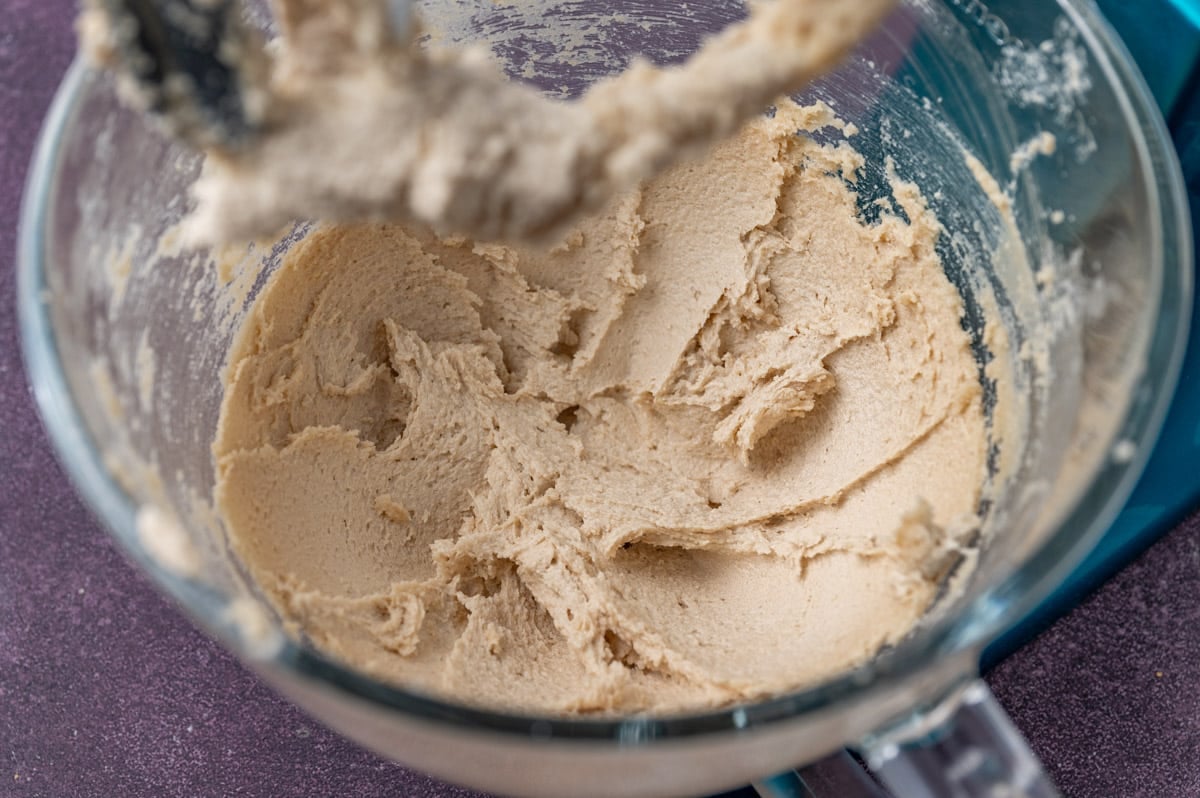 creamed butter and sugar in a bowl