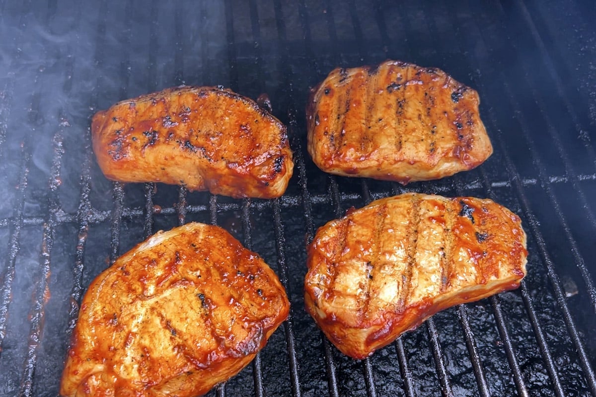 bbq pork chops on the grill