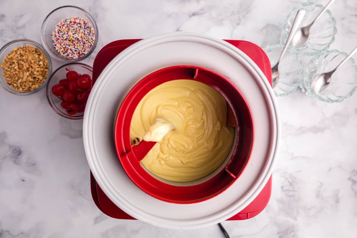 vanilla ice cream in an ice cream maker