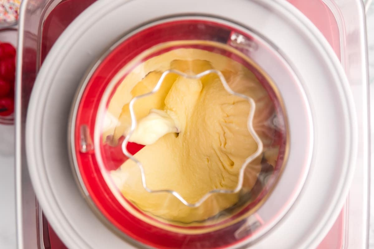 vanilla ice cream in an ice cream maker