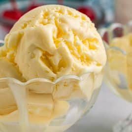 vanilla frozen custard in a glass bowl