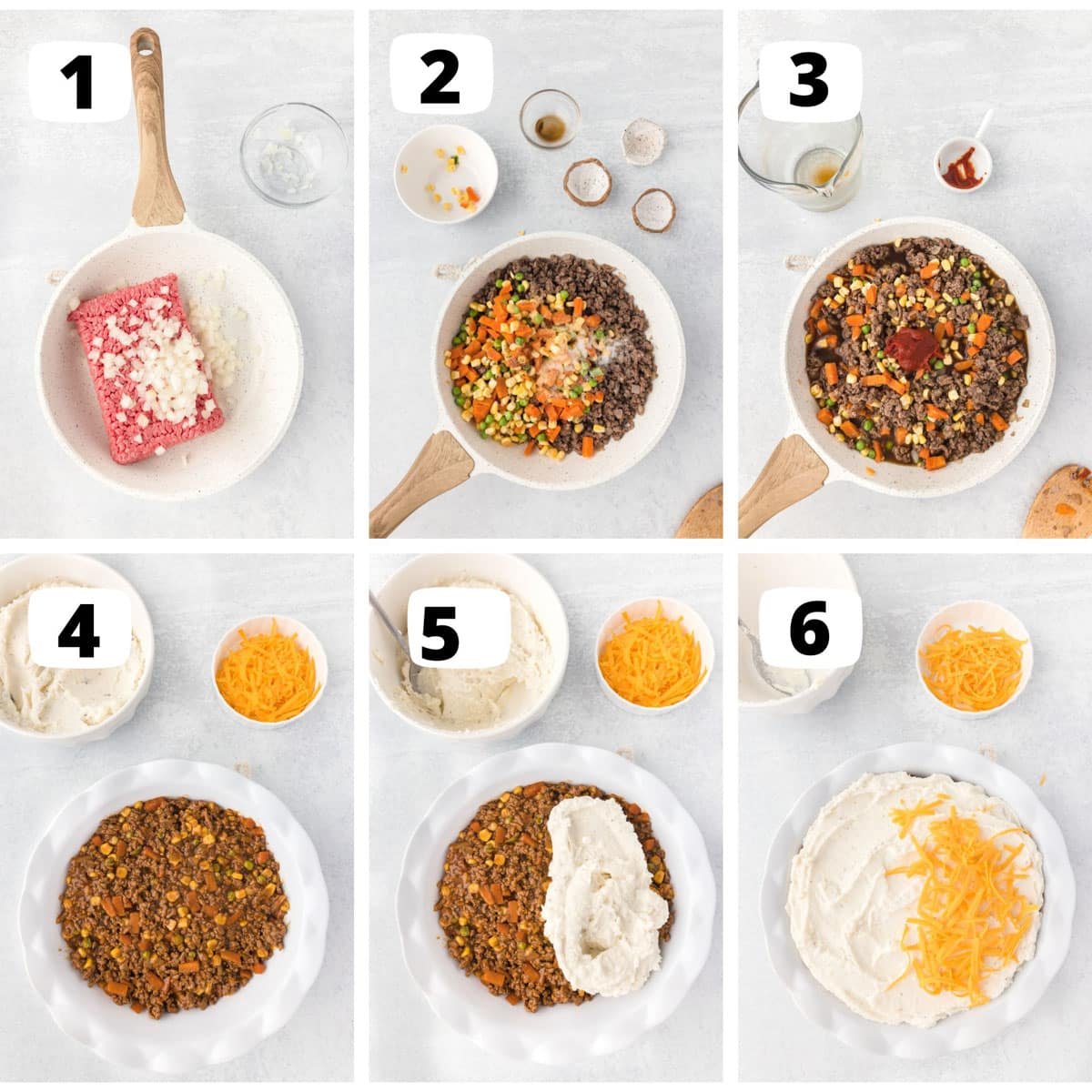 6 steps of how to make cottage pie