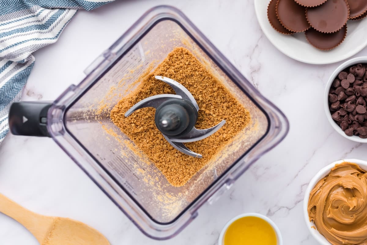 nutter butter cookie crumbs in a blender