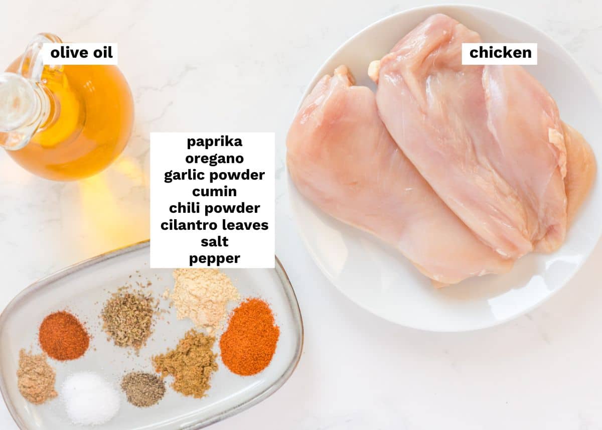 ingredients for blackened chicken on a table