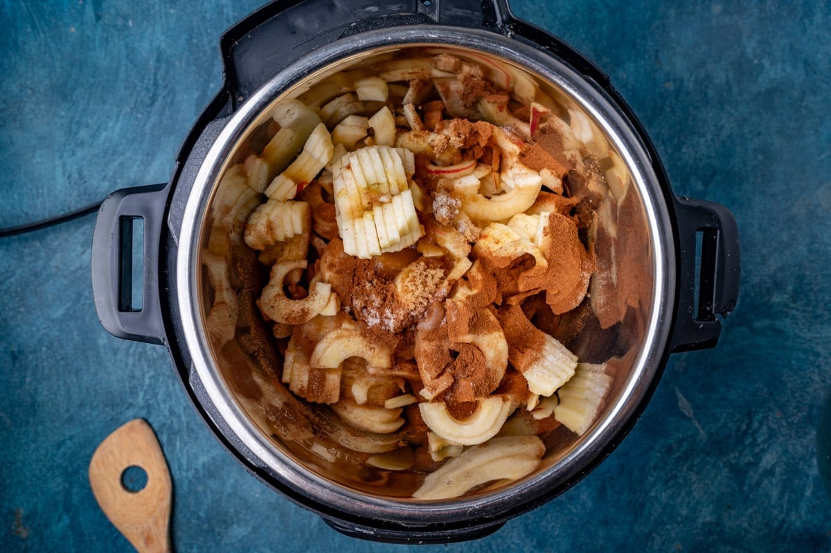 ingredients for apple butter in an Instant Pot