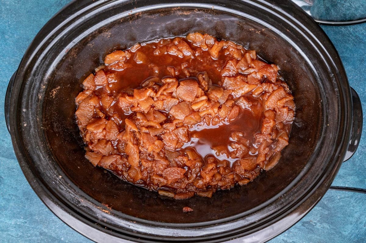 cooked apples in a slow cooker