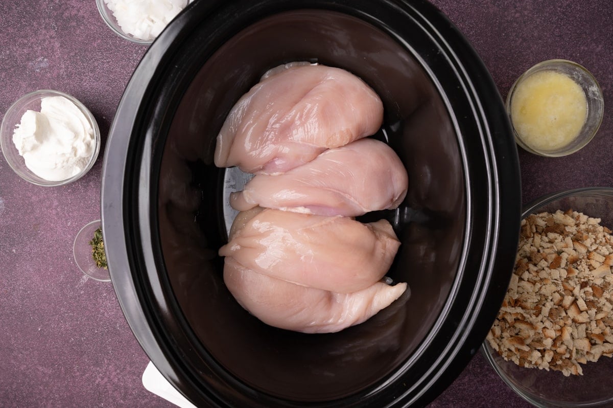 4 chicken breasts in a slow cooker