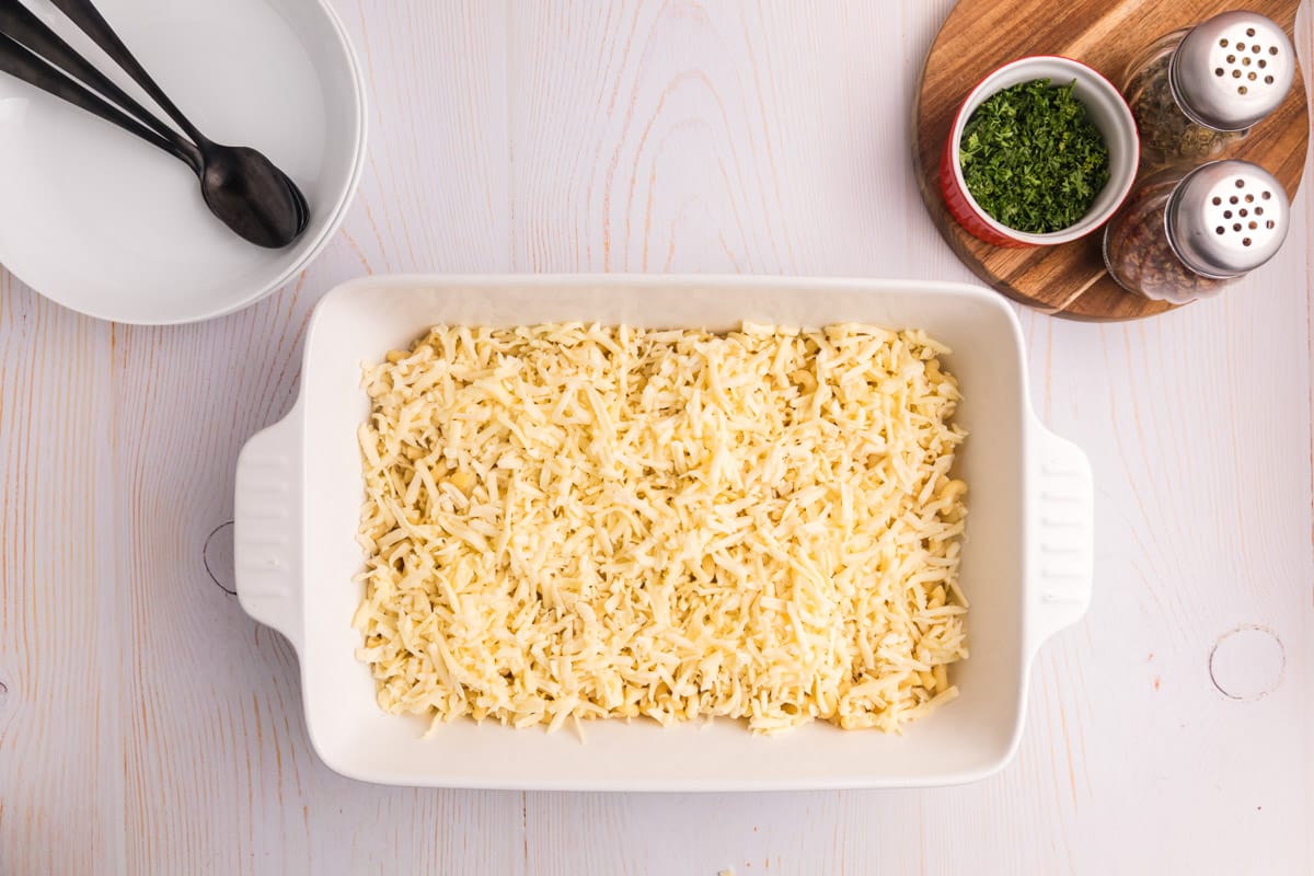 elbow macaroni with italian cheese over the top