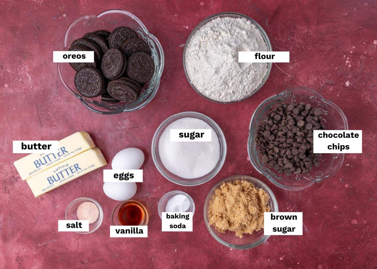 ingredients for oreo cookies on a table