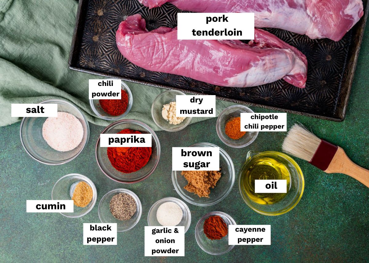 ingredients for smoked pork tenderloin on a table