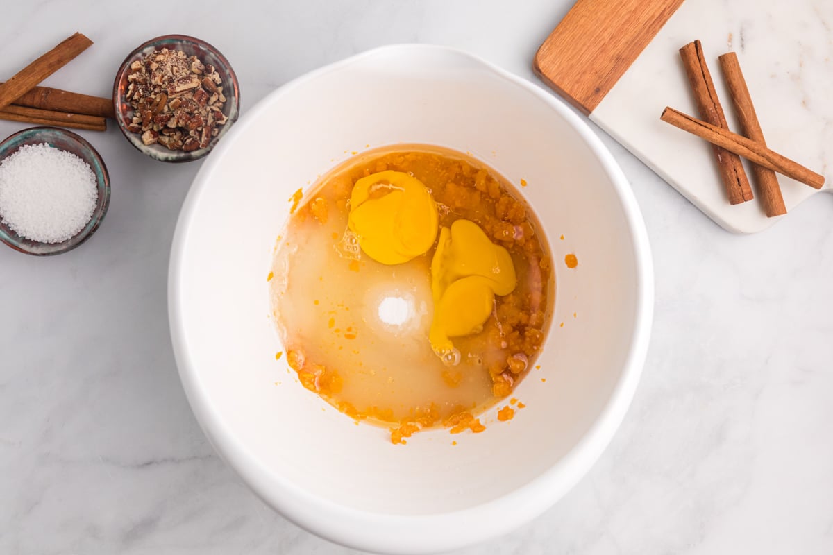 wet ingredients for quick bread in a bowl