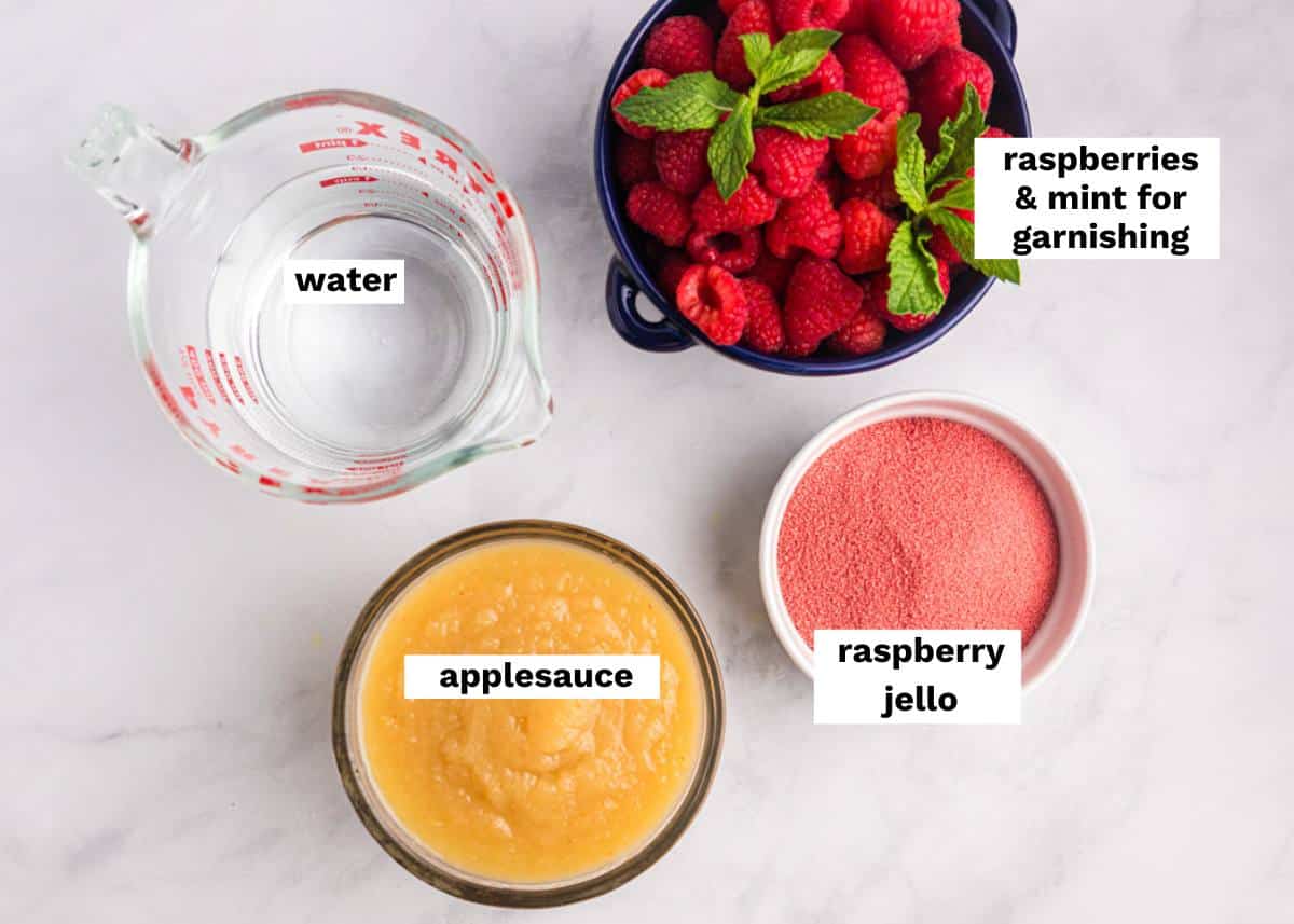 ingredients for applesauce jello on a table
