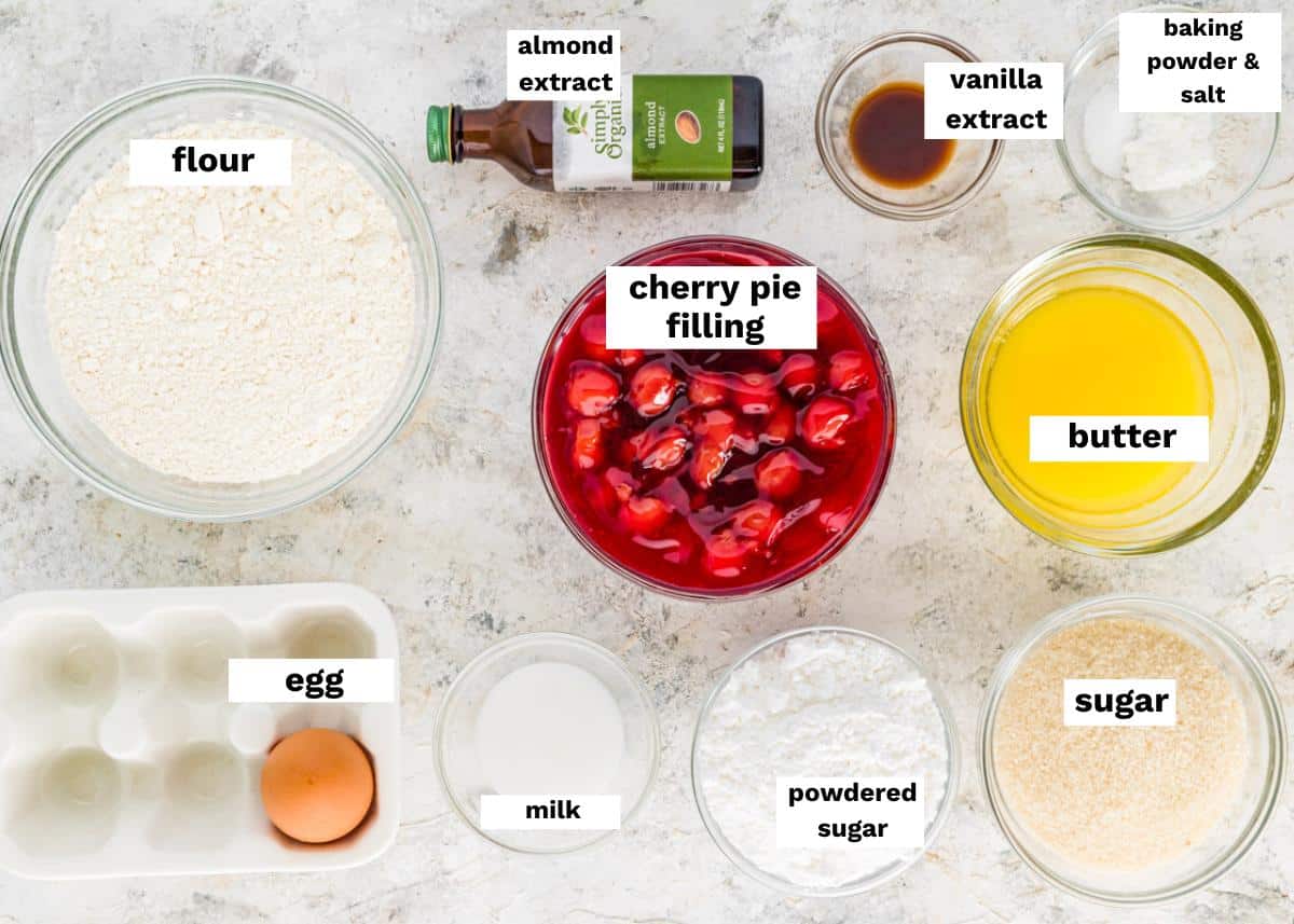 ingredients for cherry pie bars on a table