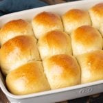 a pan of sourdough rolls