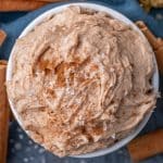 overhead view of cinnamon butter in a small bowl